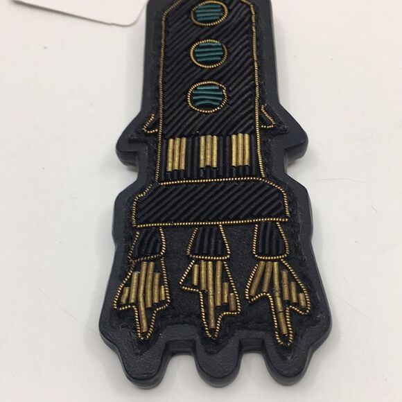 Coach Embroidered Rocket Bag Charm in BK/Black Refined Calf Leather NWT F58491 - Picture 5 of 16
